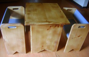 keeyah-table Child size dining table and chairs - great for toddlers who have grown out of a high chair but still need a special place to eat that is their size. Actually this is even sturdy enough for adults and I am really enjoying it too! This was a gift from Keeyah's Great-Grandparents.