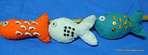 8-10 beaded felt fish