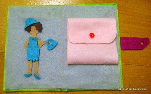 blue clothes felt doll