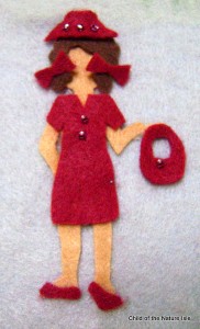 burgundy felt doll