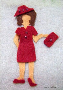 felt doll with clutch purse